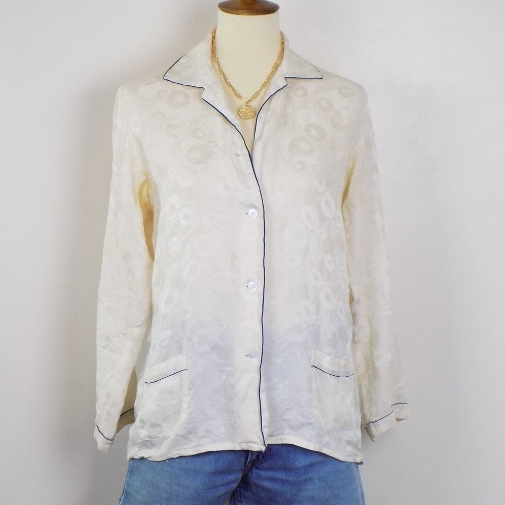 vintage silk pajama top button up